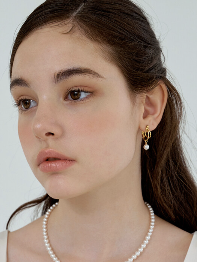 triple ring swa pearl earring