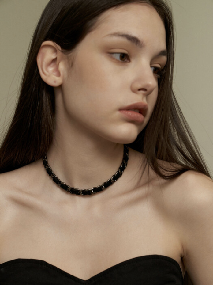 black silver chain choker necklace