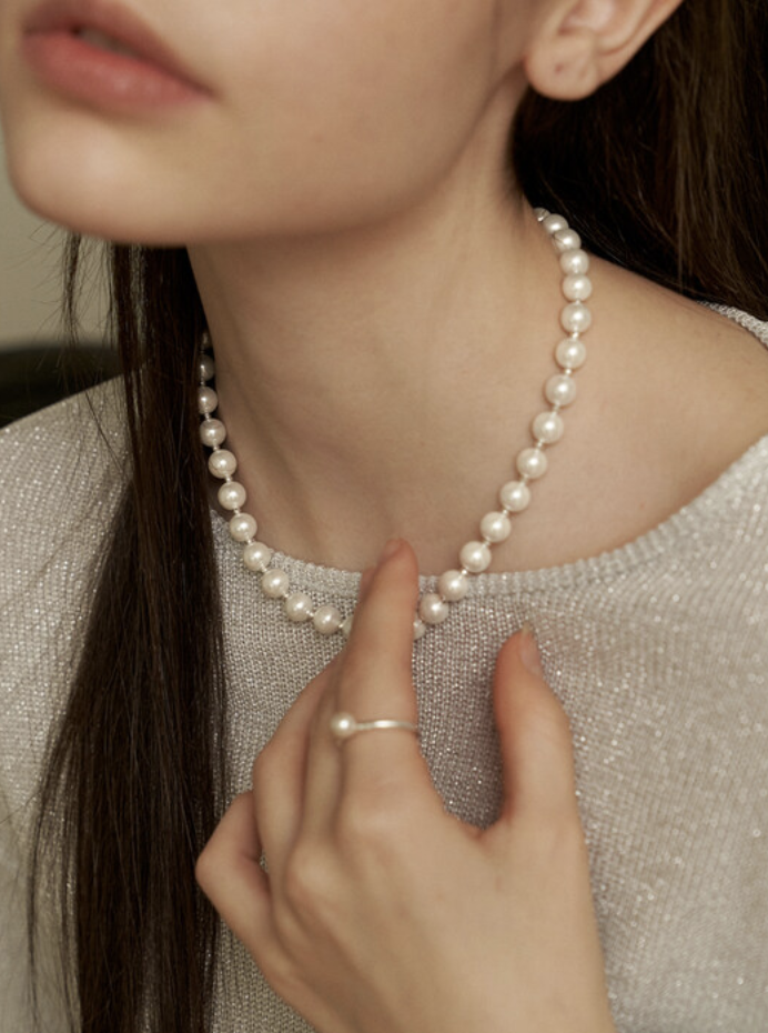 swa pearl x hematite necklace