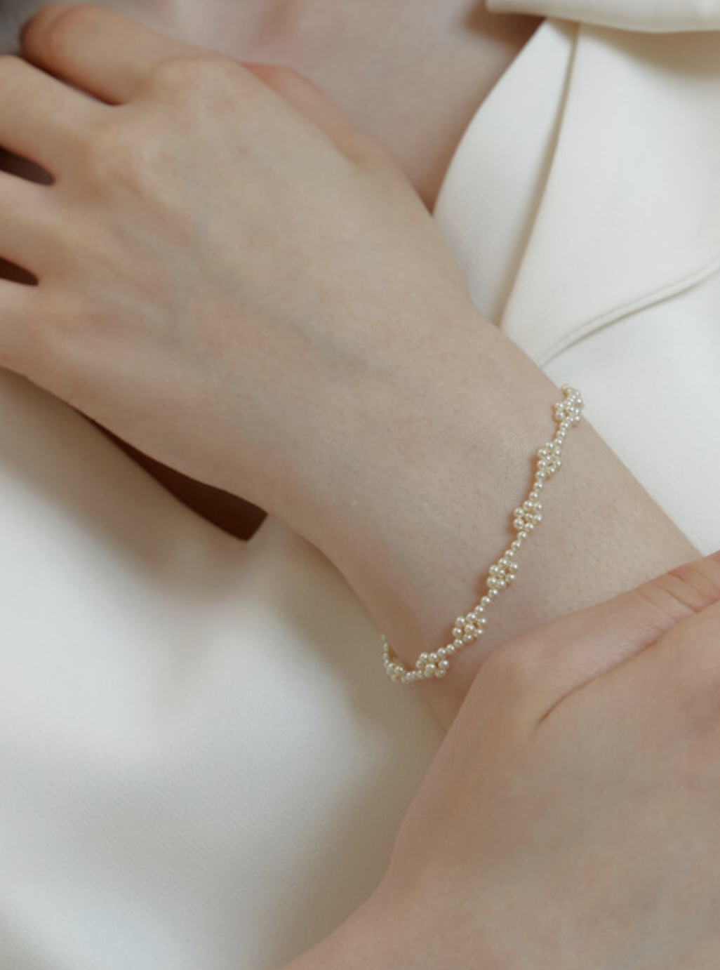 ivory swarovski flower bracelet