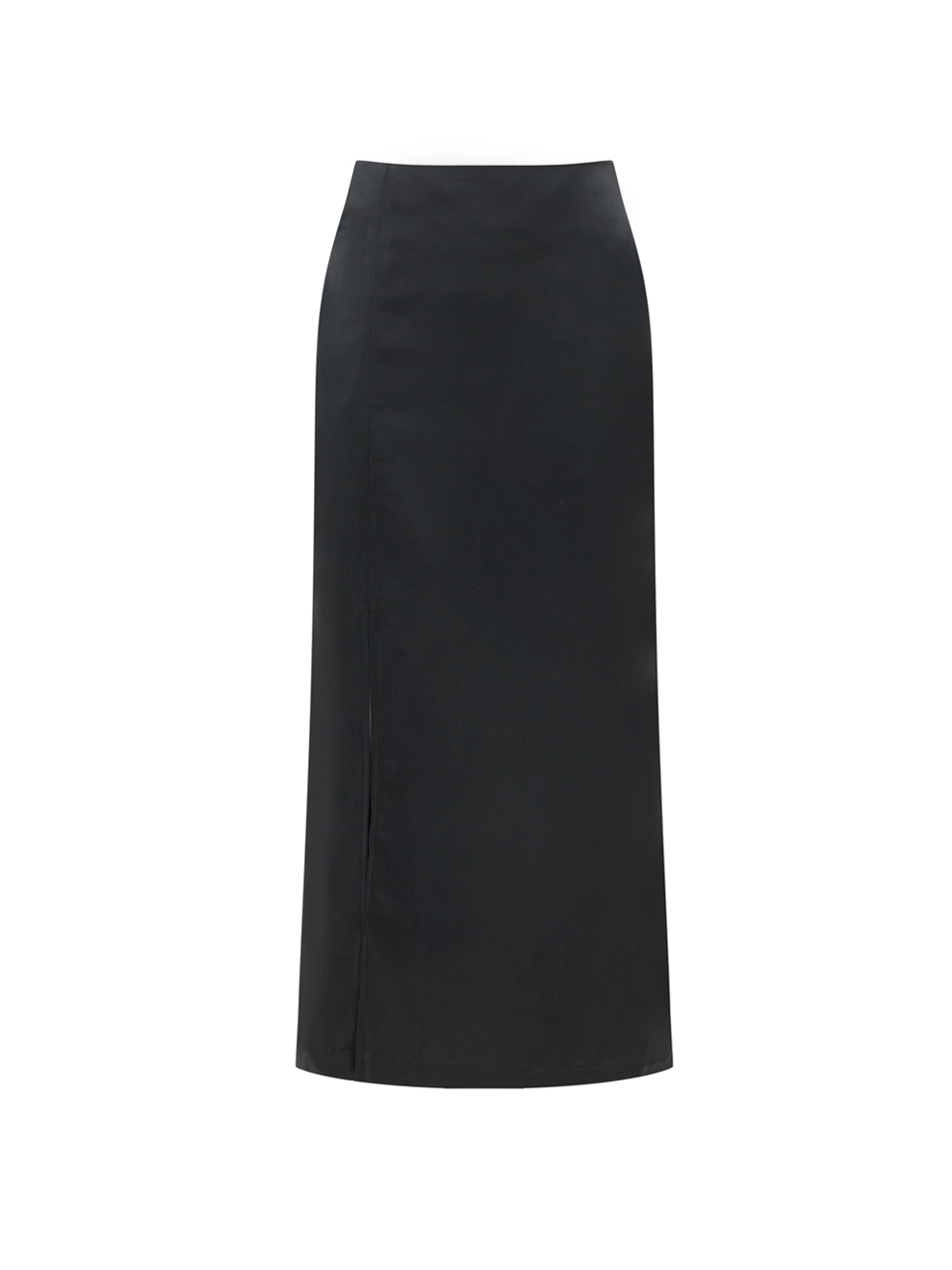 black satin slit long skirt