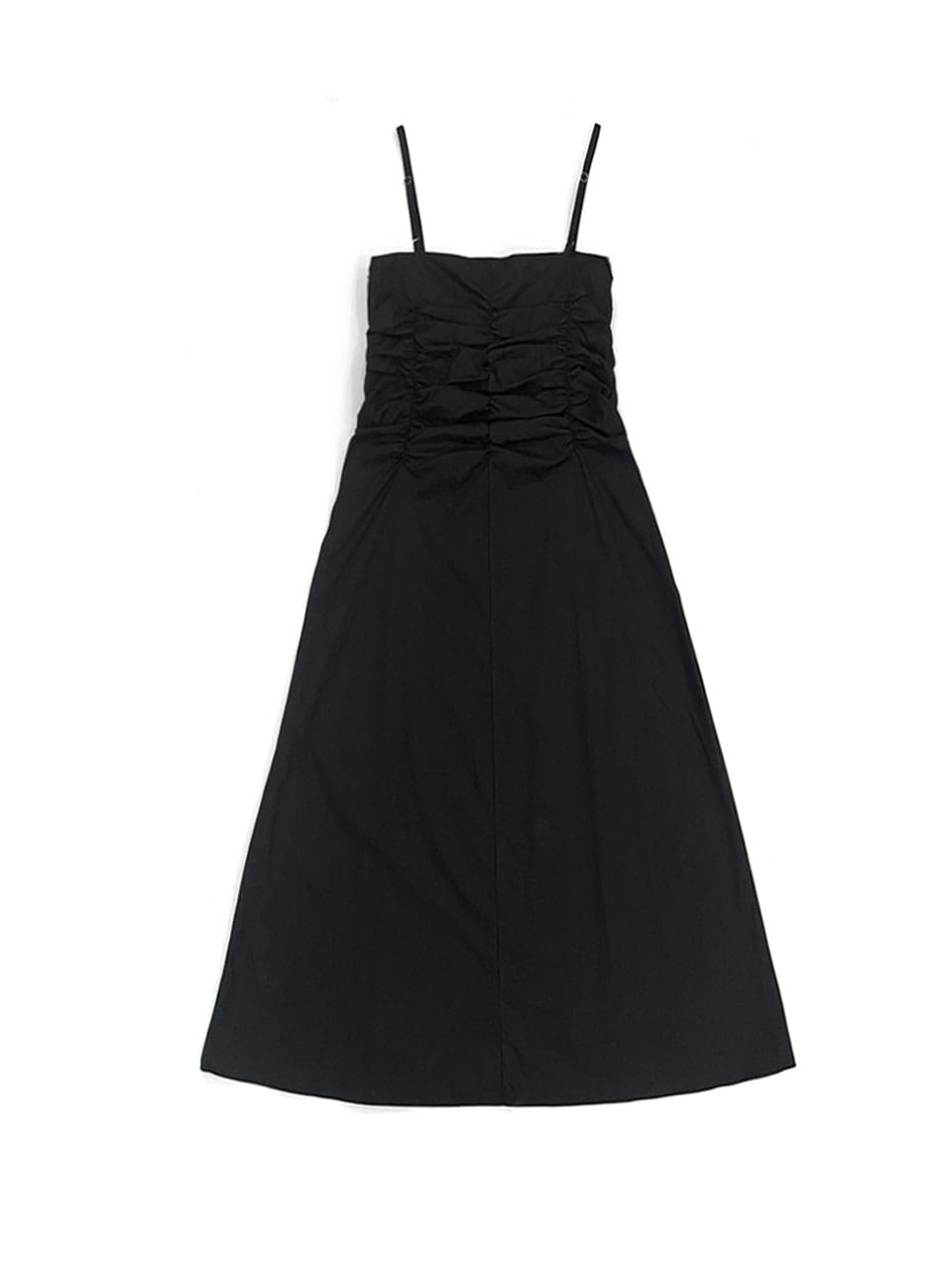 romantic shirring Sleeveless Dress - black