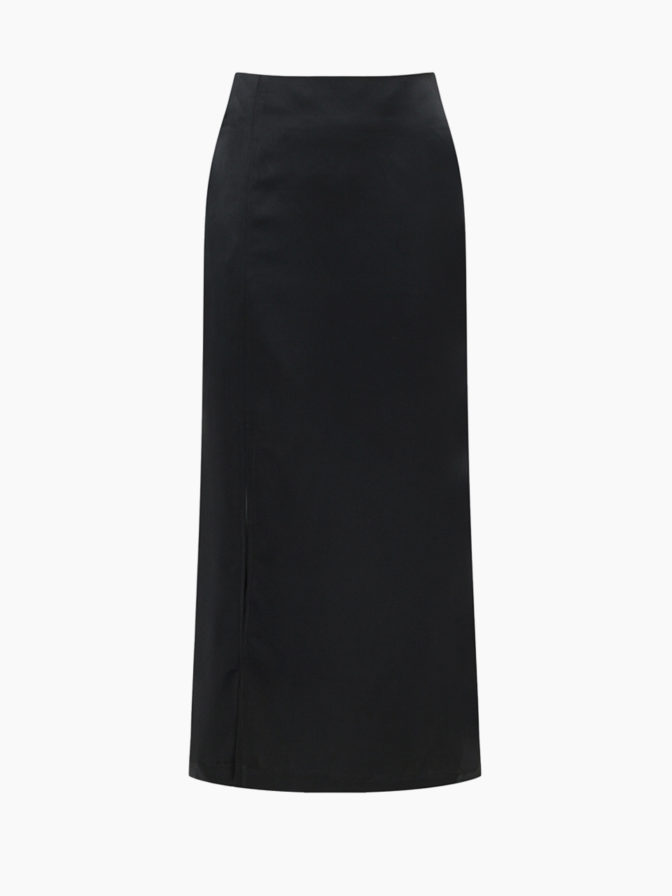 black satin slit long skirt