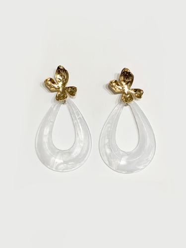 [수지 착용] gold flower raindrop earring