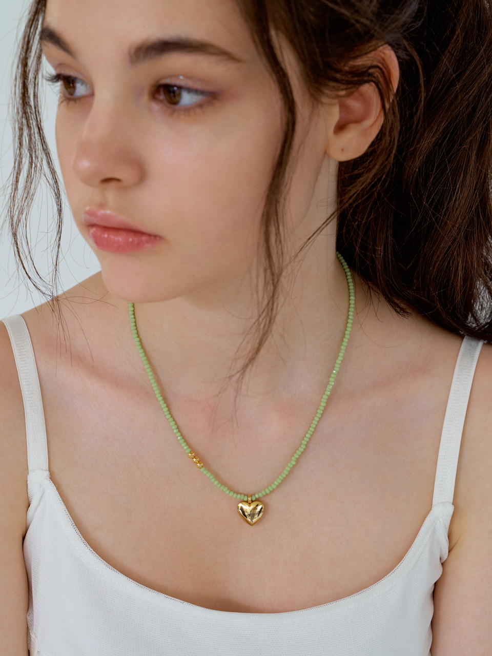 yellow green gold heart necklace