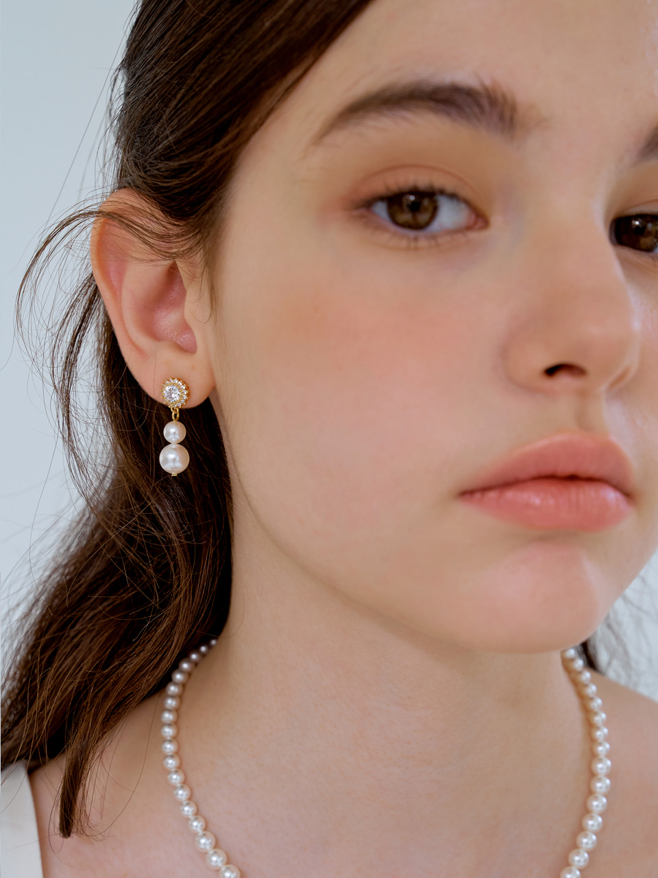 cubic &amp; swa pearl drop earring