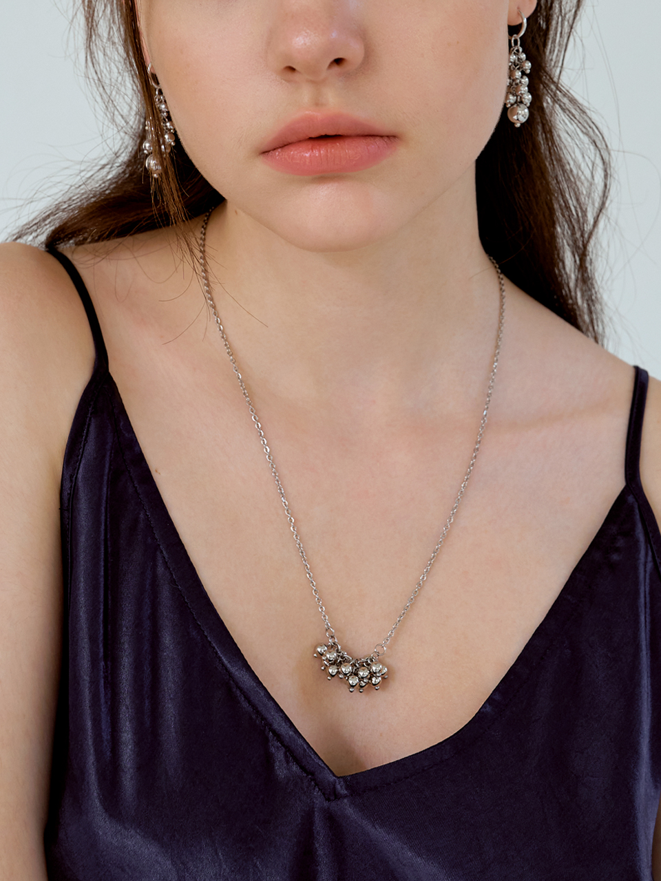silver cluster necklace