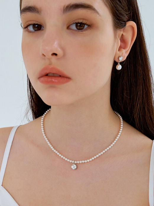 cubic point swa pearl necklace