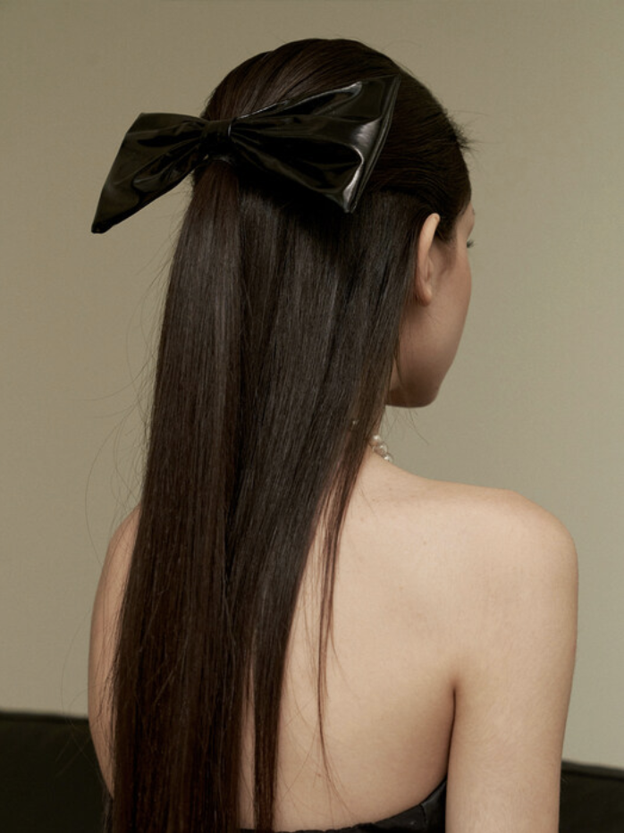 black big single ribbon hairpin