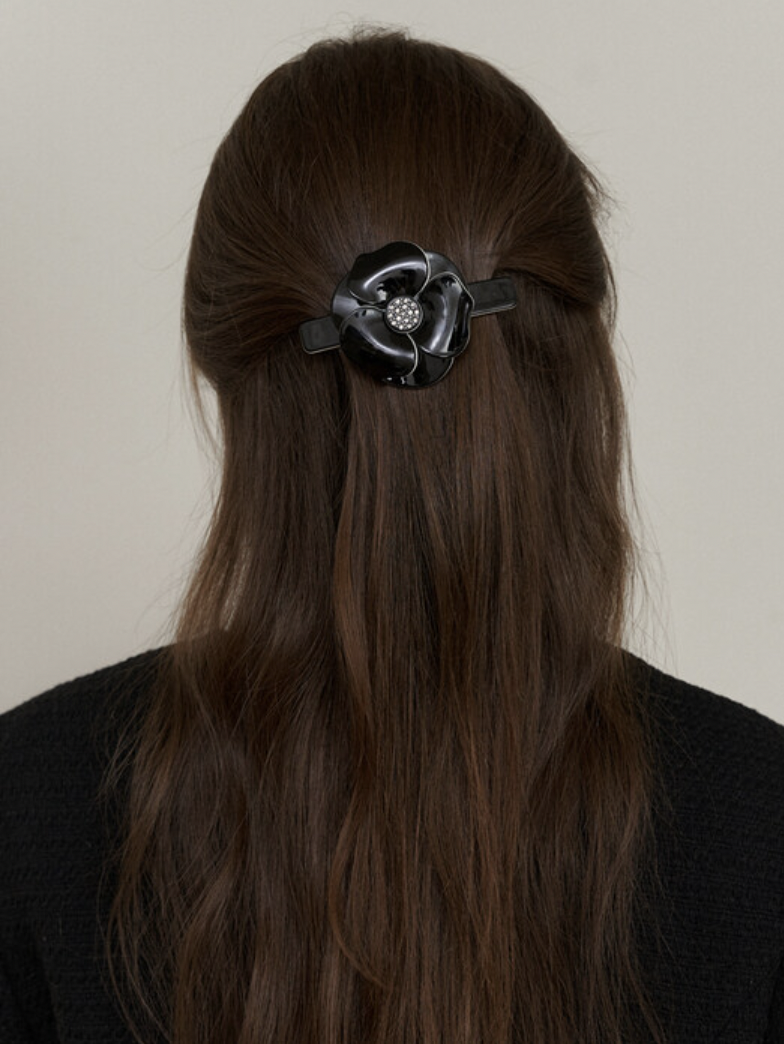 black cubic rose hairpin
