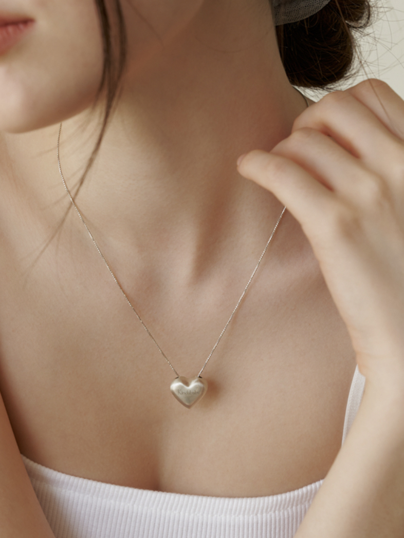 [925silver] kinda volume heart necklace