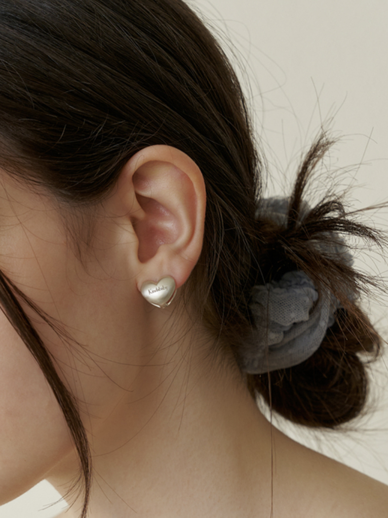 [925silver] kinda volume heart ring earring(silver)