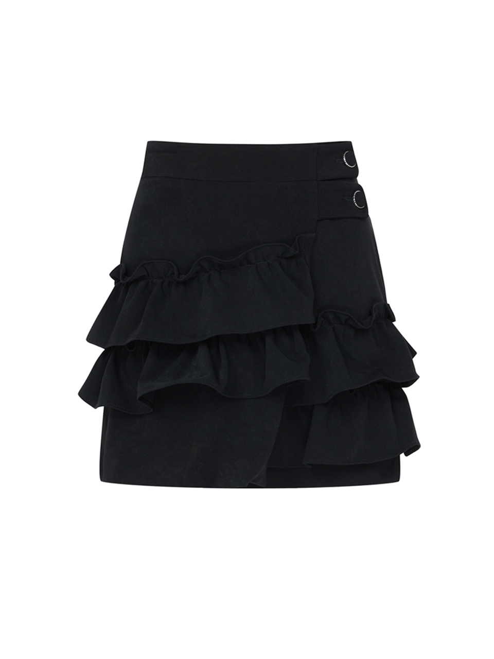 layered black ruffle wrap skirt