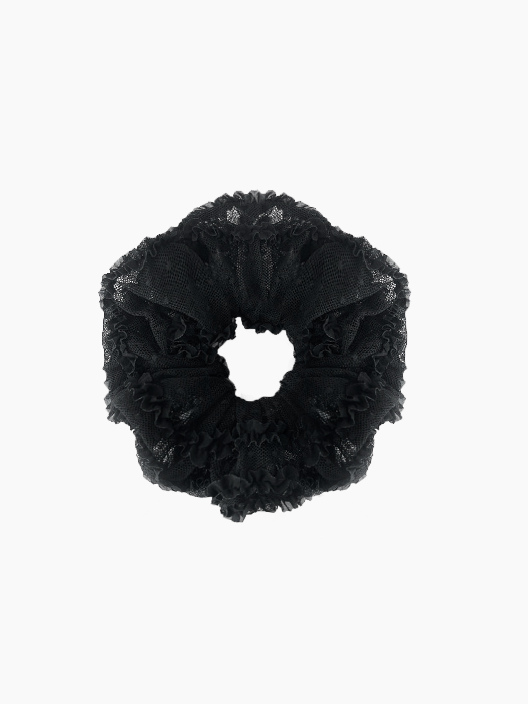 lace flower pop scrunch (black)