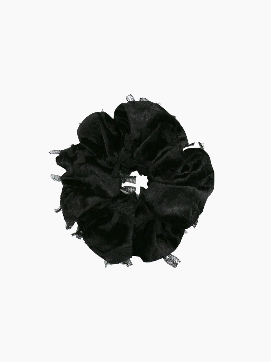 lace velvet scrunch - black