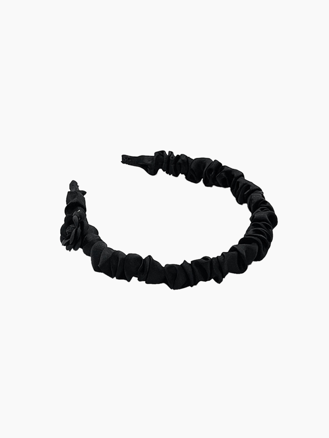 black flower shirring head band
