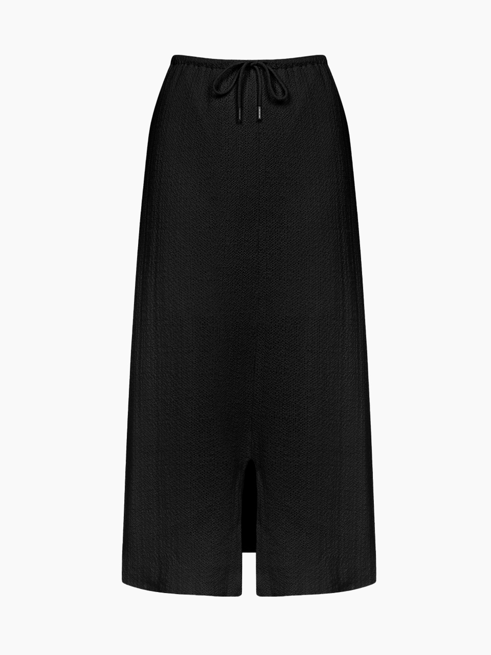basic slit knit long skirt - black
