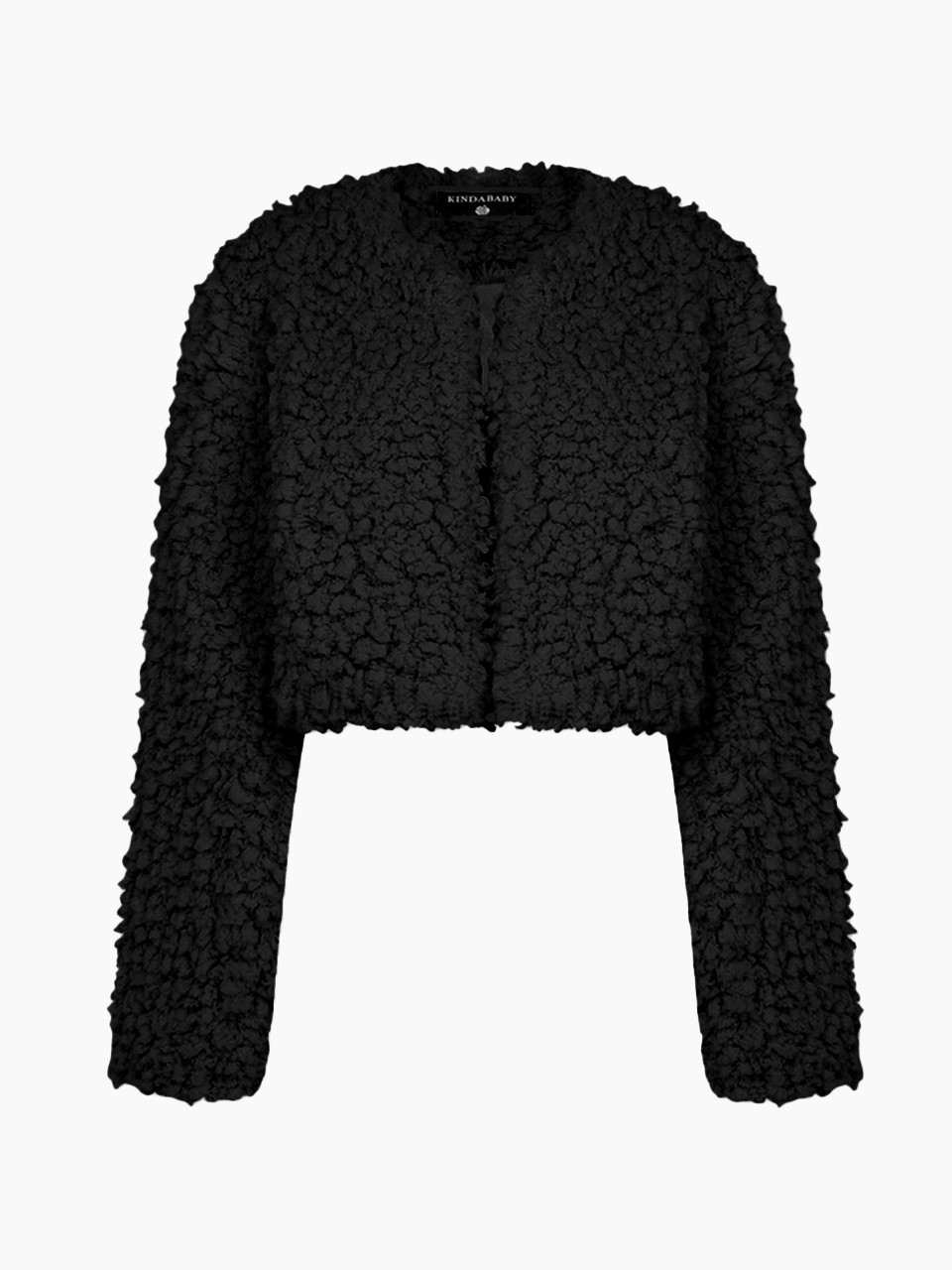 black crop fur jacket