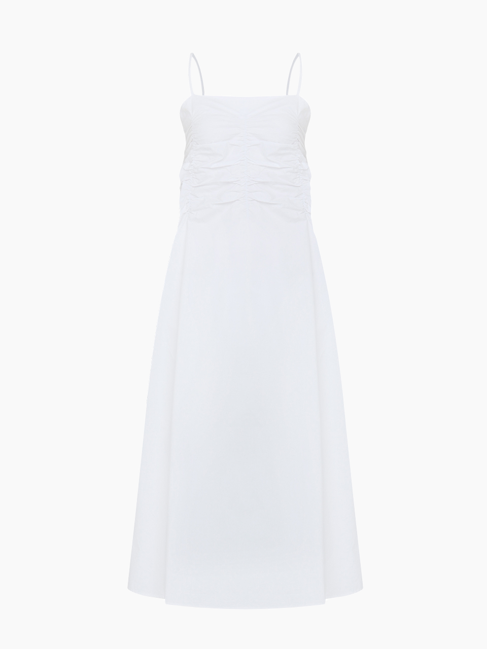 romantic shirring sleeveless dress - white