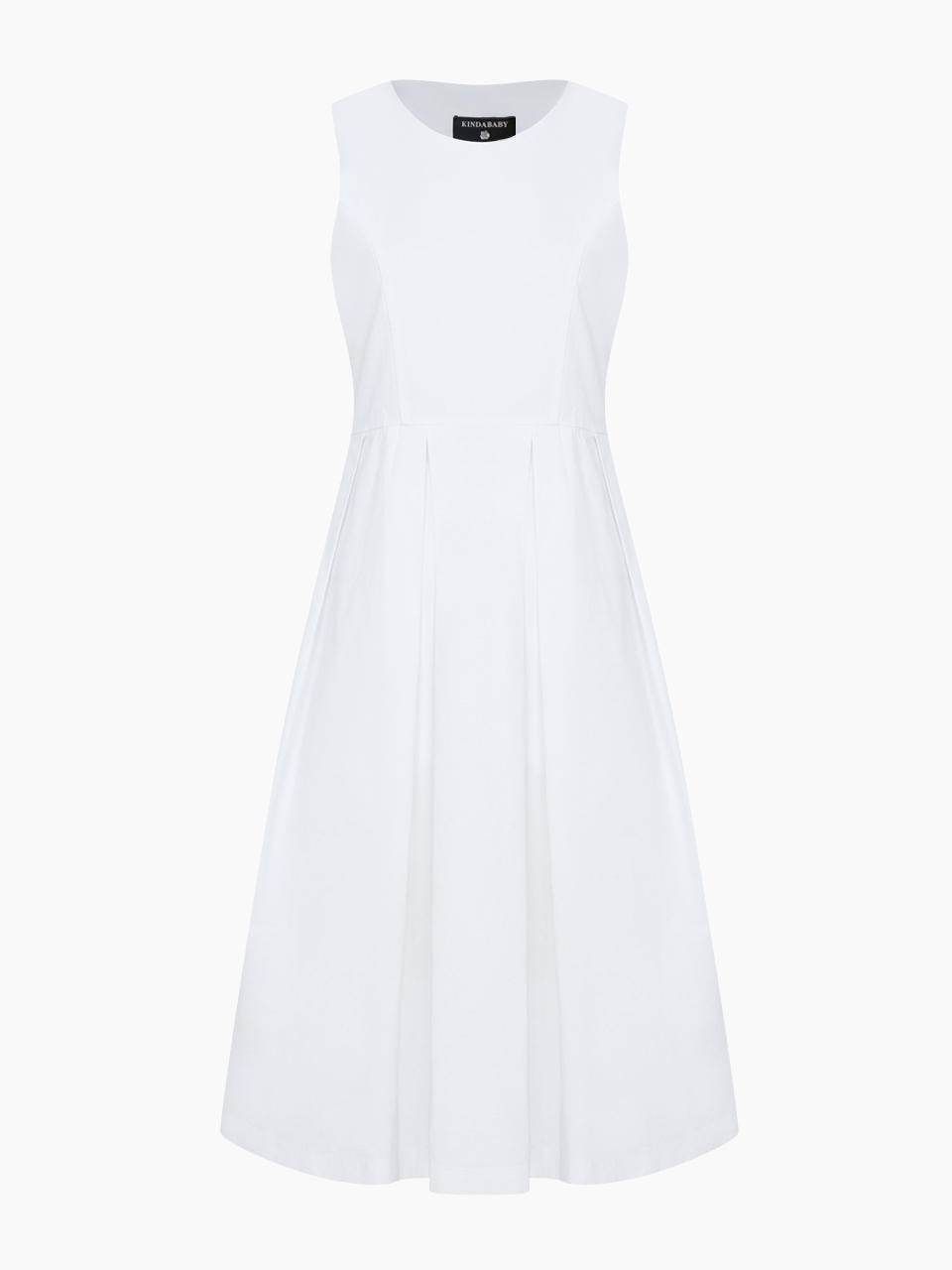 Basic cotton pleats dress - white