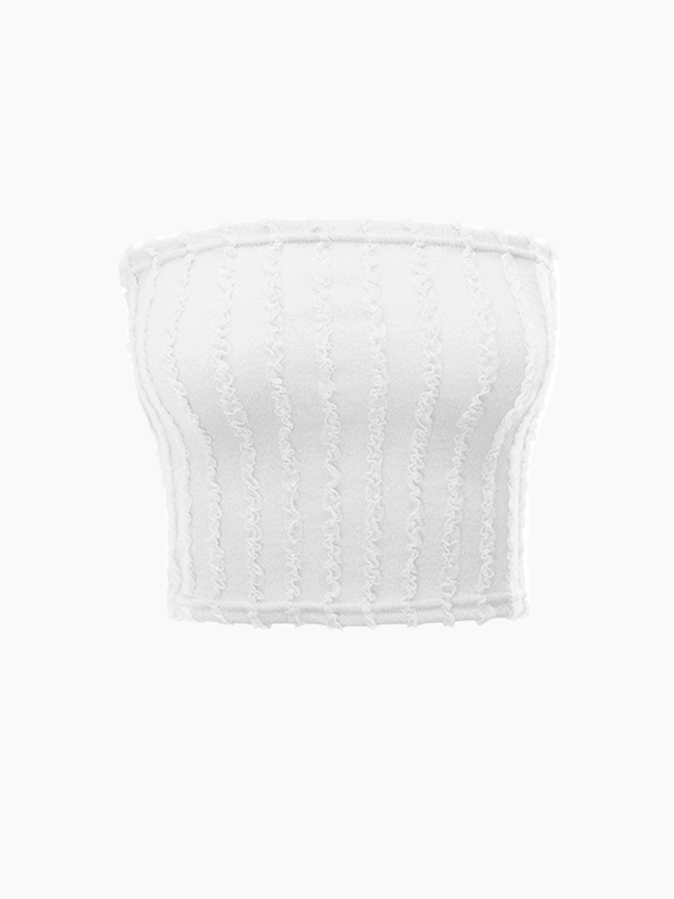 lace frill tube top - white