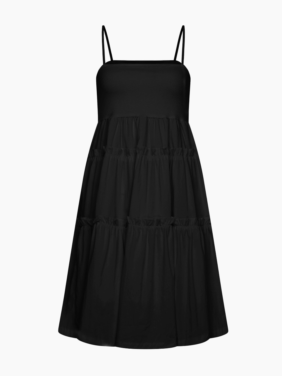 Cancan shirring mini dress - black
